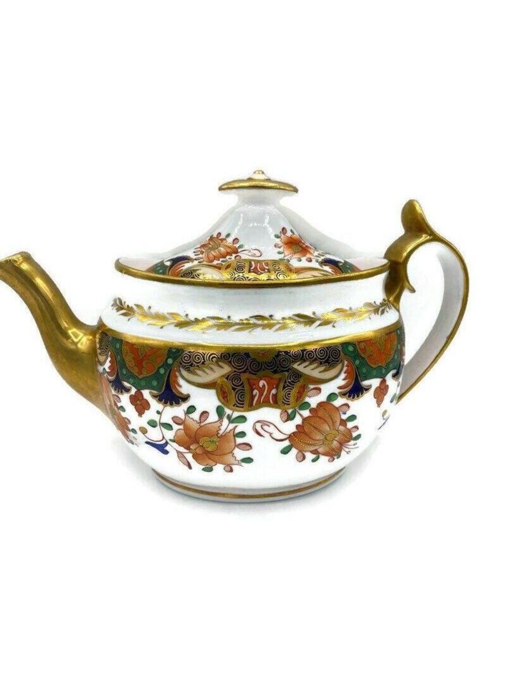 Royal Crown Derby Spode Imari Flowers Teapot with Lid Circa 1810 Gift or for You